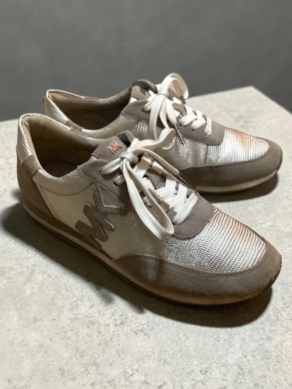 Michael Kors Stanton Trainer Metallic Lace Up Sneaker